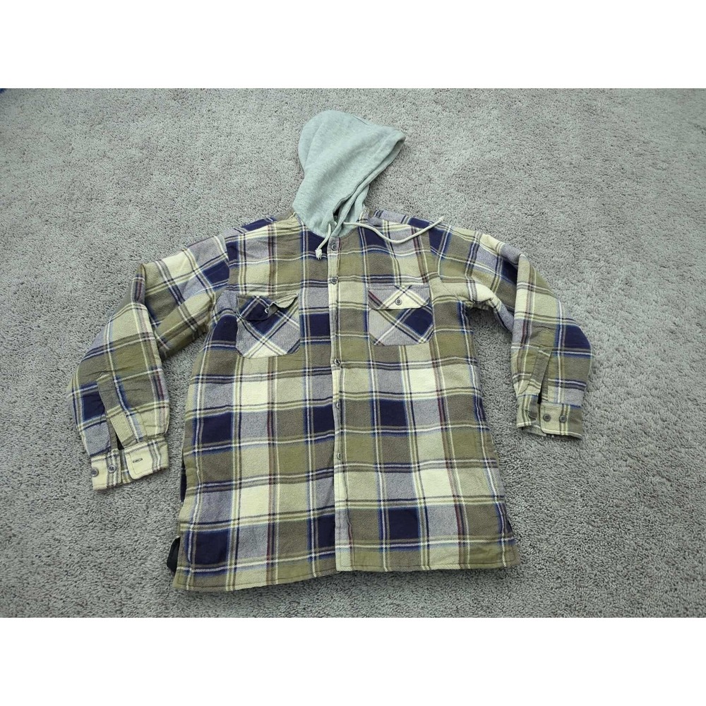 Vintage Ozark Trail‎ Flannel Shirt Mens Medium Plaid Jacket Hoodie Lined